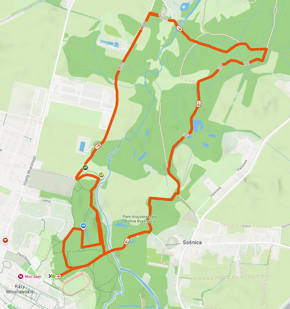Mapa trasy biegu 10 km