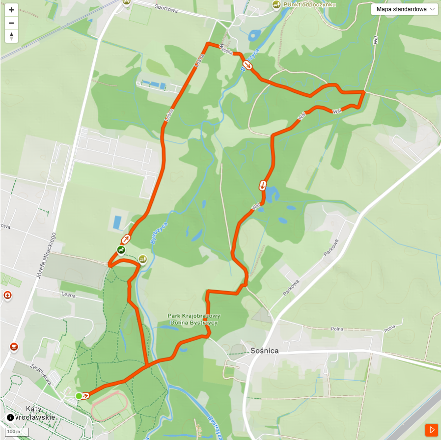Mapa trasy biegu 5 km